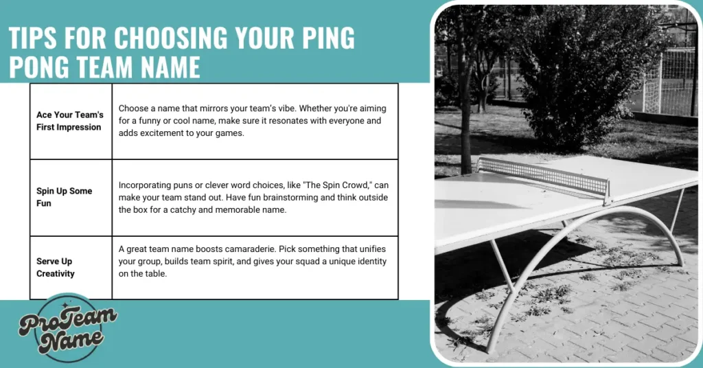 Tips for Choosing Your Ping Pong Team Name